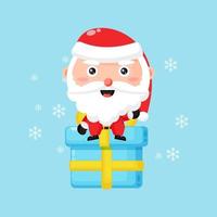 Cute Santa Claus sits on a gift box vector