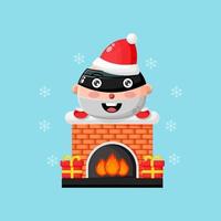 Cute robber on the Christmas Chimney Fireplace vector