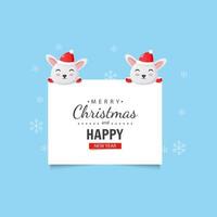 Cute bunny with Christmas and New Year wishes vector