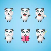 cute panda character design set vector