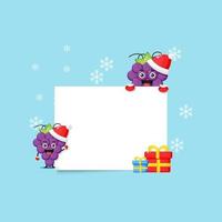 Cute grapes with Christmas decorations vector