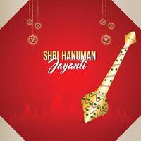 Hanuman jayanti golden hanuman weapon on red background vector