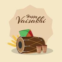 Flat design of happy vaisakhi indian sikh festival background vector