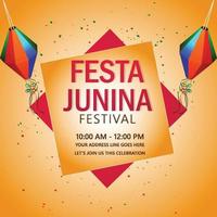 Festa junina celebration background with creative colorful lantern vector