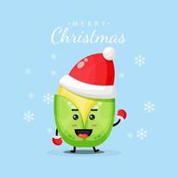 Cute corn mascot wearing a Christmas hat vector