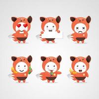 Cute fox mascot with various poses vector