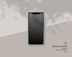 Realistic smartphone mockup with shadow overlay. Mockup scene. Template design. Realistic vector illustration.