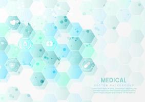 Abstract blue hexagon pattern background. Medical and science concept and health care icon pattern. vector