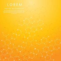 Abstract hexagon lines pattern on yellow background. Medical and science, structure molecule dna concept. vector