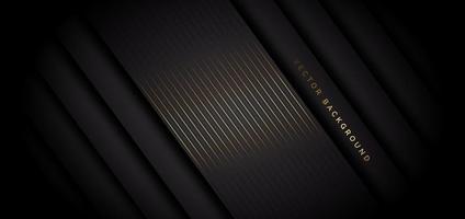 Abstract stripes golden lines diagonal overlap on black background. Luxury style. vector