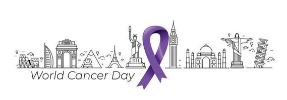 Awareness Ribbon. World Cancer Day concept. Vector Illustration.