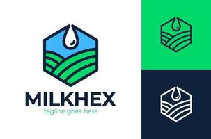 The milk drop logo design is combined with the hexa shape of the garden. There are several color concepts. vector