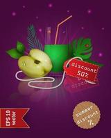 Summer sale illustration with fruit and juice vector