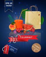 ilustración de venta de verano con fruta y jugo