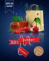 Summer sale illustration with fruit and juice vector