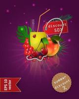 Summer sale illustration with fruit and juice vector