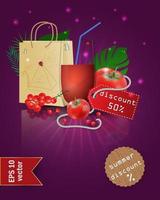 Summer sale illustration with fruit and juice vector