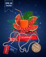 Summer sale illustration with fruit and juice vector