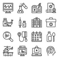 Pack of Medical Accessories Linear Icons vector