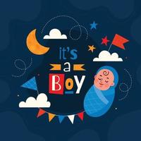 It's A Boy Baby Celebration Concept in Flat Style vector