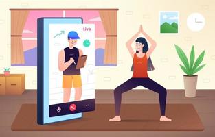 Online Video Call Workout Concept vector