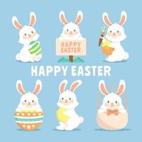 Fluffy Bunny in Various Adorable Pose vector