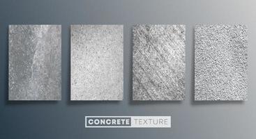 Concrete texture background set. Grunge stone wall design. Vector illustration