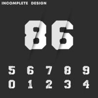 Incomplete digital design. Set of numbers 0 1 2 3 4 5 6 7 8 9. Vector illustration