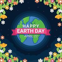 Earth Day Concept With Flower Borders vector