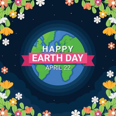 Earth Day Concept With Flower Borders