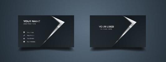 Futuristic business card design. Modern shape with abstract silver. Luxury dark gradient background. Vector illustration print template.