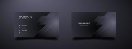 Futuristic business card design template. Modern shape with abstract silver. Luxury dark gradient background. Vector illustration ready to print.