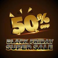 Background abstract gold black friday promo fifty percents vector