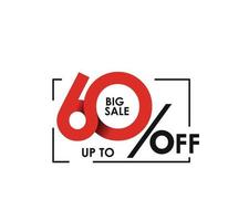 Up to 60 percent off, big sale, discount design. vector