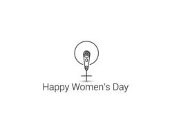 Happy Women's Day greeting card design. Hand Drawn Sketch Vector illustration.