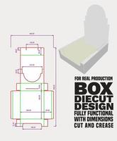 TRAY DIE CUT DESIGN WITH DIMENSIONS, CUT, CREASE,  Four-Single-Wall Glued Tray - Glued Corner,Panel Unwebbed - Tuck-In Closure as Display vector