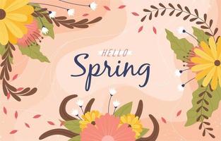 hola decoración de primavera con adorno de flores vector