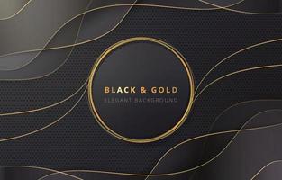 Gold Circle in Black and Gold Wave Background