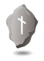 DRAWN RUNE NAUDIZ ON A GRAY STONE vector