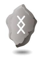 DRAWN RUNE INGWAZ ON A GRAY STONE vector