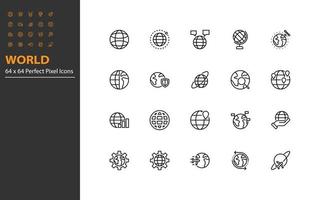 conjunto de iconos de línea fina mundial vector