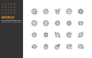 conjunto de iconos de línea fina mundial vector