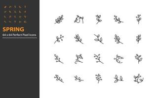 set of spring thin line icons vector