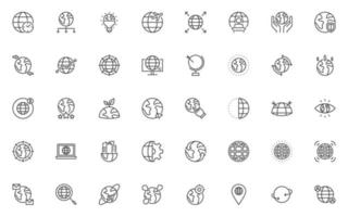 set of world thin line icons vector