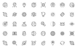 set of world thin line icons vector