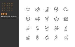 set of eco thin line icons vector