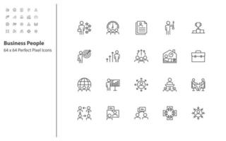 set of business people thin line icons vector