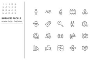 set of business people thin line icons vector