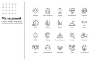 set of management thin line icons vector