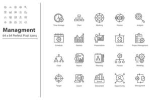 set of management thin line icons vector